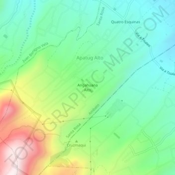 Mapa topográfico Angahuana Alto, altitud, relieve