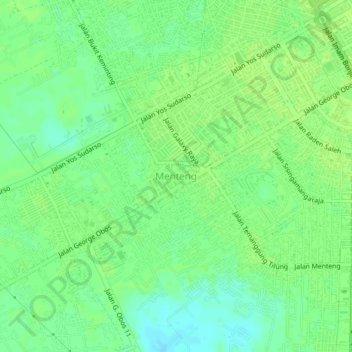 Mapa topográfico Menteng, altitud, relieve