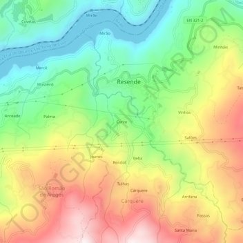 Mapa topográfico Corvo, altitud, relieve