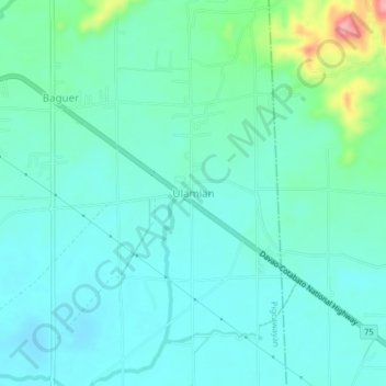 Mapa topográfico Ulamian, altitud, relieve