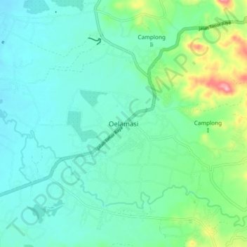 Mapa topográfico Oelamasi, altitud, relieve