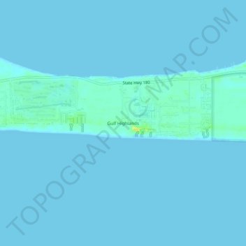 Mapa topográfico Gulf Highlands, altitud, relieve