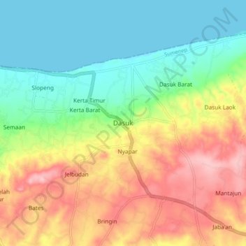 Mapa topográfico Dasuk, altitud, relieve