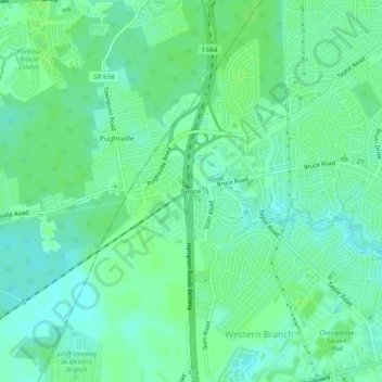 Mapa topográfico Boone, altitud, relieve