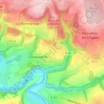 Mapa topográfico Le Jardin, altitud, relieve