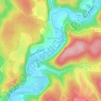Mapa topográfico Les Canabals, altitud, relieve