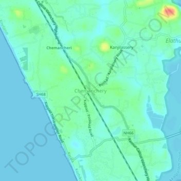 Mapa topográfico Chemanchery, altitud, relieve