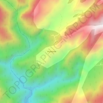 Mapa topográfico Wahkhen, altitud, relieve
