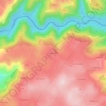 Mapa topográfico La Bastidette, altitud, relieve