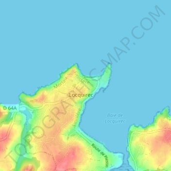 Mapa topográfico Pen Ar Run, altitud, relieve