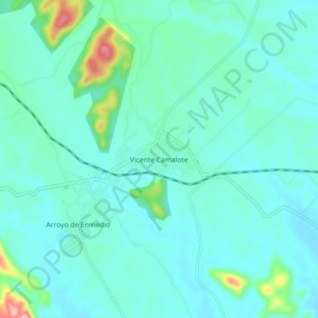 Mapa topográfico Vicente Camalote, altitud, relieve