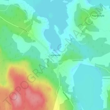 Mapa topográfico Lannevesi, altitud, relieve