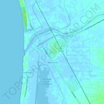 Mapa topográfico Albinia, altitud, relieve