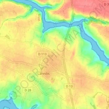 Mapa topográfico Mezeozen, altitud, relieve