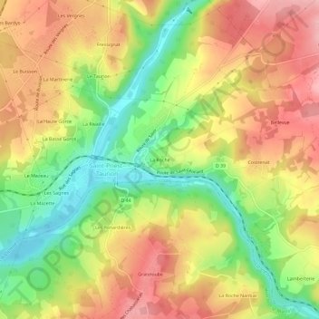 Mapa topográfico La Roche, altitud, relieve