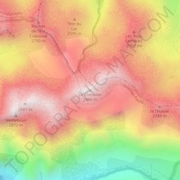 Mapa topográfico Le Chevalier, altitud, relieve