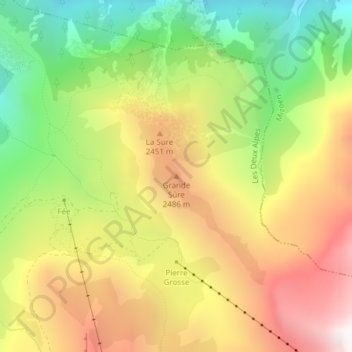 Mapa topográfico Grande Sûre, altitud, relieve