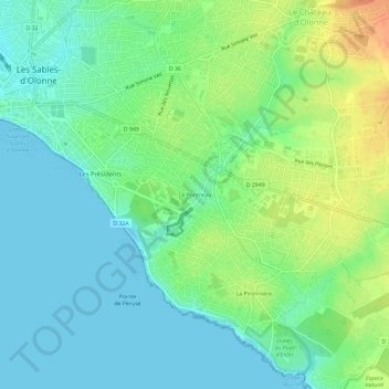 Mapa topográfico Le Pontreau, altitud, relieve