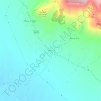 Mapa topográfico Taref, altitud, relieve