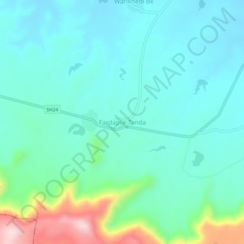 Mapa topográfico Fardapur Tanda, altitud, relieve