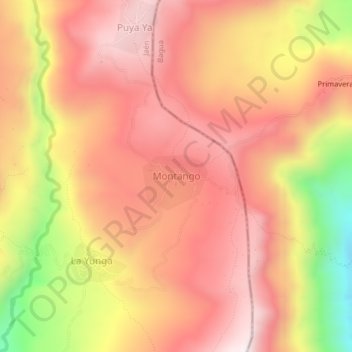 Mapa topográfico Montango, altitud, relieve