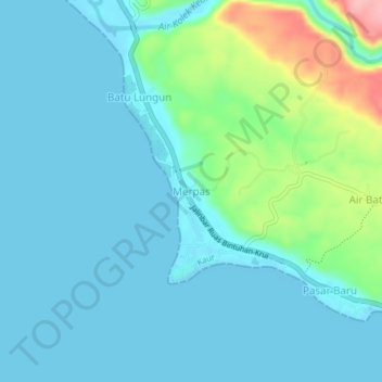 Mapa topográfico Merpas, altitud, relieve