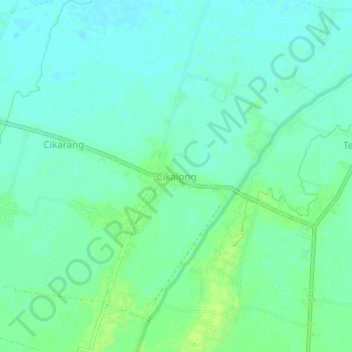 Mapa topográfico Cikalong, altitud, relieve