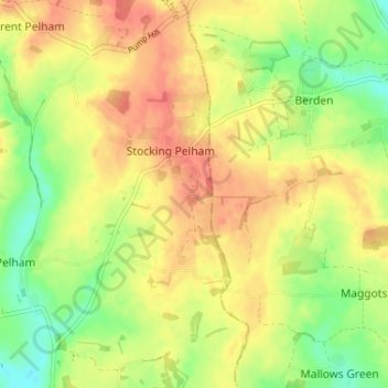 Mapa topográfico Crab's Green, altitud, relieve