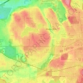 Mapa topográfico Cherokee Bay Park, altitud, relieve