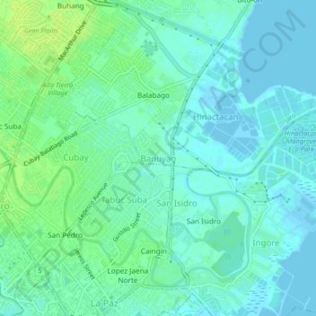 Mapa topográfico Banuyao, altitud, relieve