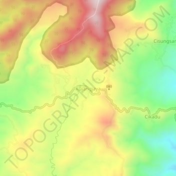 Mapa topográfico Kujangjaya, altitud, relieve
