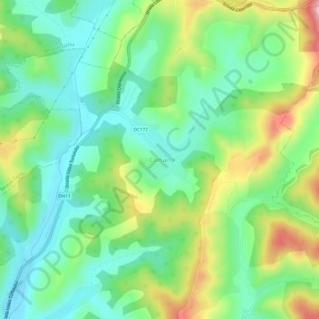 Mapa topográfico Coman, altitud, relieve