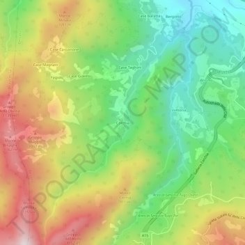 Mapa topográfico Corchia, altitud, relieve