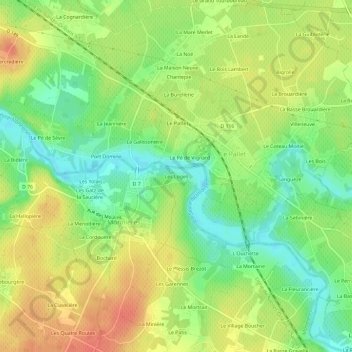 Mapa topográfico Les Loges, altitud, relieve
