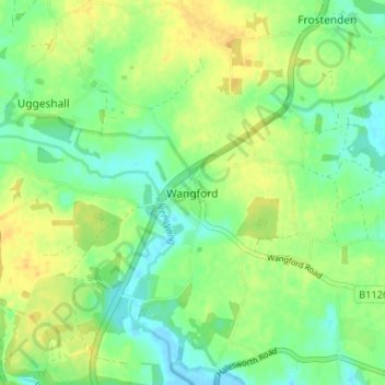 Mapa topográfico Wangford, altitud, relieve