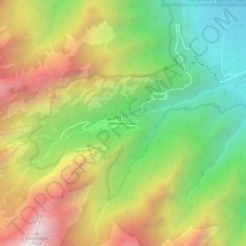 Mapa topográfico Whitney Portal, altitud, relieve
