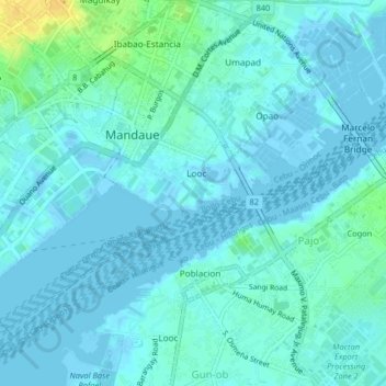 Mapa topográfico Buagsong, altitud, relieve