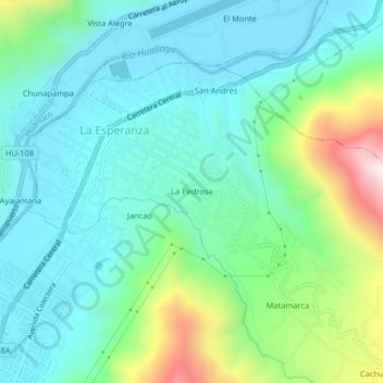 Mapa topográfico La Pedrosa, altitud, relieve
