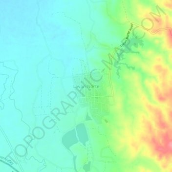 Mapa topográfico Liwan Norte, altitud, relieve