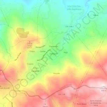 Mapa topográfico Cachagõe, altitud, relieve