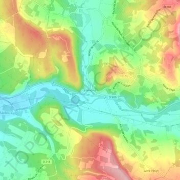 Mapa topográfico Lumières, altitud, relieve
