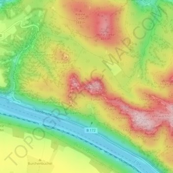 Mapa topográfico Schrammsteine, altitud, relieve