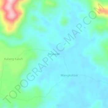 Mapa topográfico Belawan, altitud, relieve