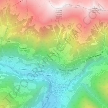 Mapa topográfico Glaiten, altitud, relieve