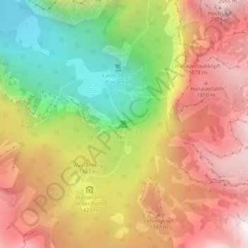 Mapa topográfico Röthbachfall, altitud, relieve
