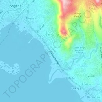 Mapa topográfico Tagpos, altitud, relieve
