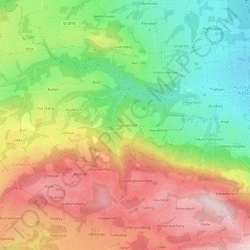 Mapa topográfico Unterkretzach, altitud, relieve