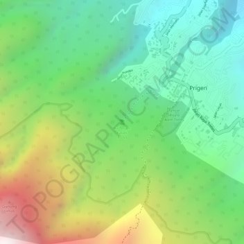 Mapa topográfico Air Terjun Kakek Bodo, altitud, relieve