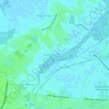 Mapa topográfico Kampung Besar, altitud, relieve