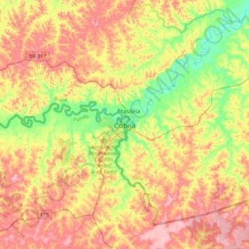 Mapa topográfico Cobija, altitud, relieve